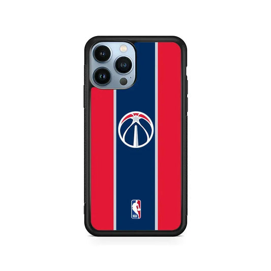 NBA Washington Wizards Stripe iPhone 15 Pro Max Case-Rubber / Black (2D Case)-Xtracase