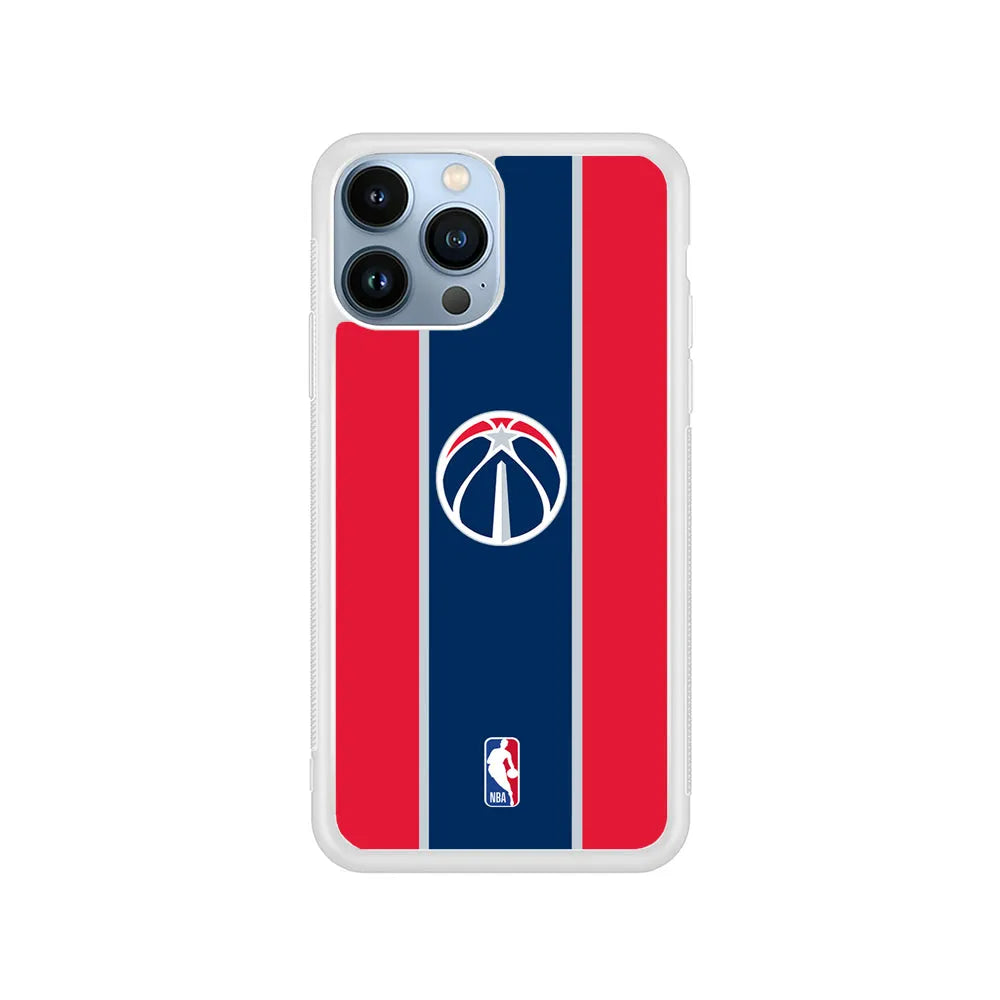 NBA Washington Wizards Stripe iPhone 13 Pro Case-Rubber / White (2D Case)-Xtracase