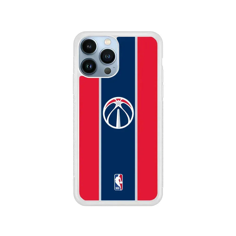 NBA Washington Wizards Stripe iPhone 15 Pro Max Case-Rubber / White (2D Case)-Xtracase