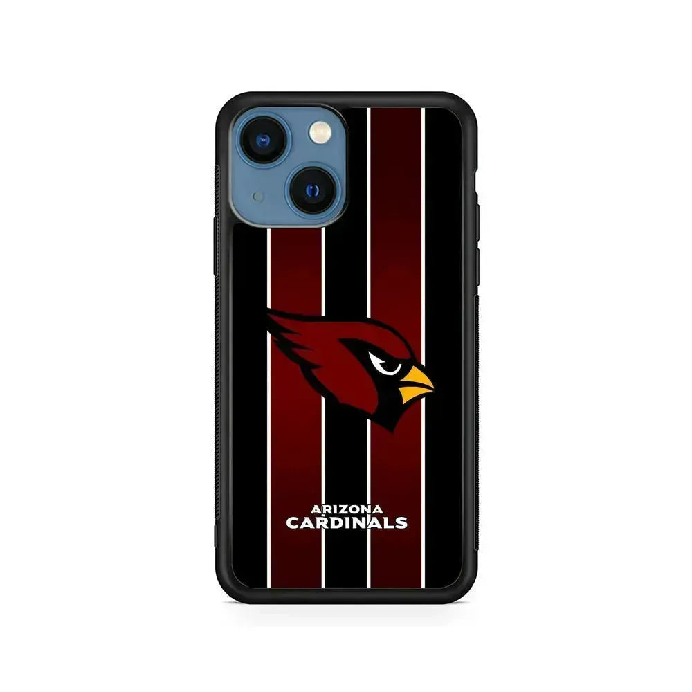 NFL Arizona Cardinals Strike Line iPhone 13 Mini Case-Rubber / Black (2D Case)-Xtracase