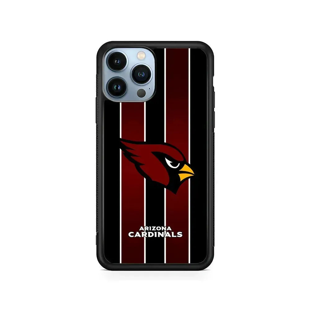 NFL Arizona Cardinals Strike Line iPhone 15 Pro Max Case-Rubber / Black (2D Case)-Xtracase