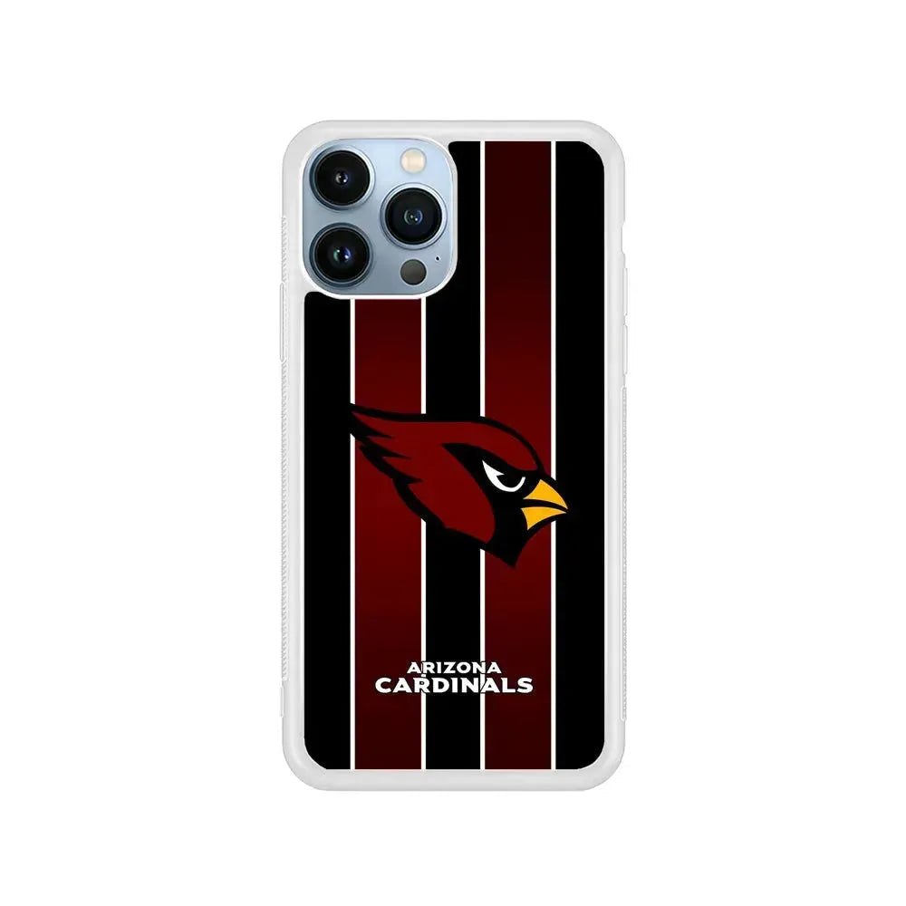 NFL Arizona Cardinals Strike Line iPhone 15 Pro Max Case-Rubber / White (2D Case)-Xtracase