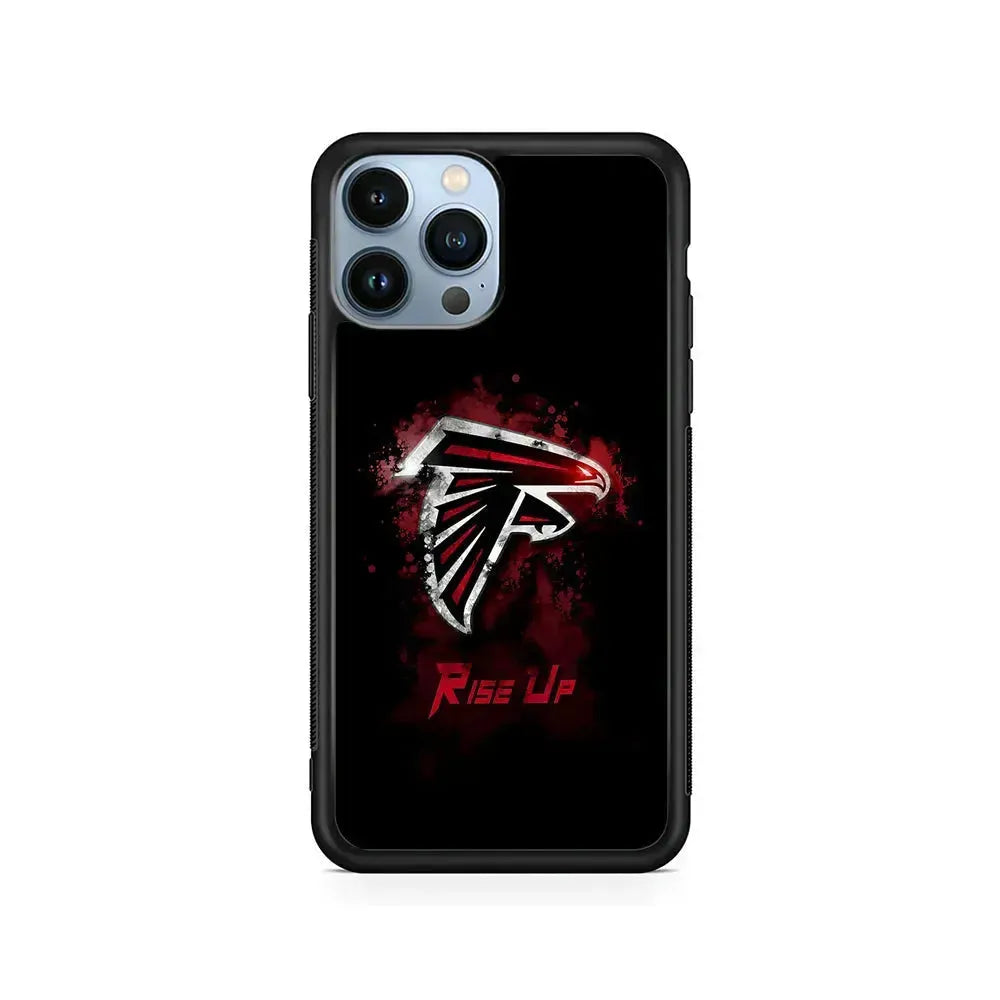 NFL Atlanta Falcons Rise Up iPhone 15 Pro Max Case-Rubber / Black (2D Case)-Xtracase