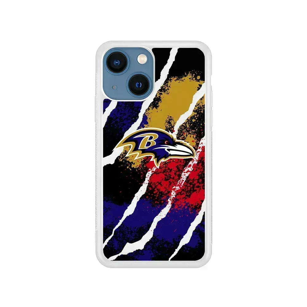 NFL Baltimore Ravens Color Spots iPhone 13 Mini Case-Rubber / White (2D Case)-Xtracase