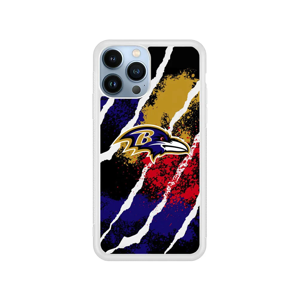 NFL Baltimore Ravens Color Spots iPhone 13 Pro Case-Rubber / White (2D Case)-Xtracase