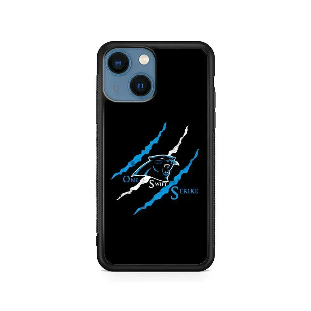 NFL Carolina Panthers Strike iPhone 13 Mini Case-Rubber / Black (2D Case)-Xtracase