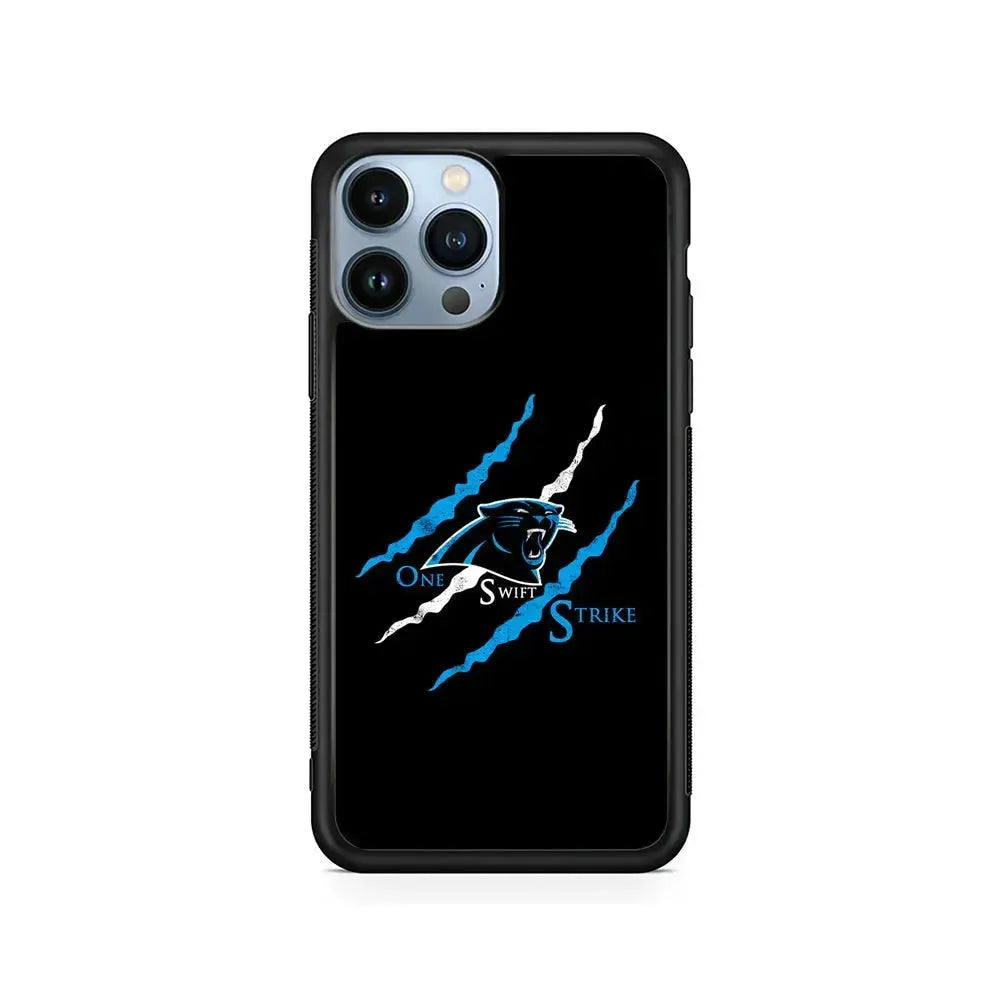 NFL Carolina Panthers Strike iPhone 15 Pro Max Case-Rubber / Black (2D Case)-Xtracase