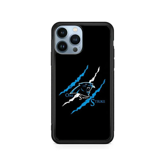 NFL Carolina Panthers Strike iPhone 15 Pro Max Case-Rubber / Black (2D Case)-Xtracase