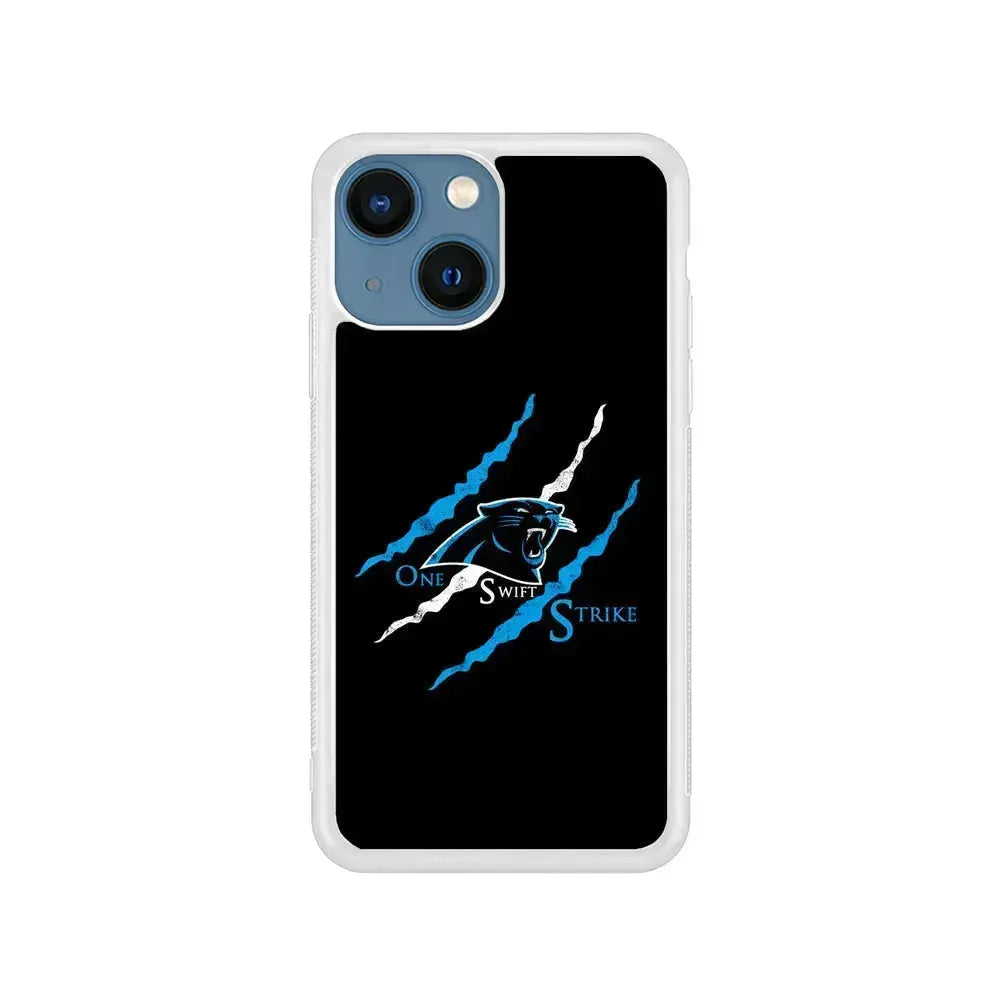 NFL Carolina Panthers Strike iPhone 13 Mini Case-Rubber / White (2D Case)-Xtracase