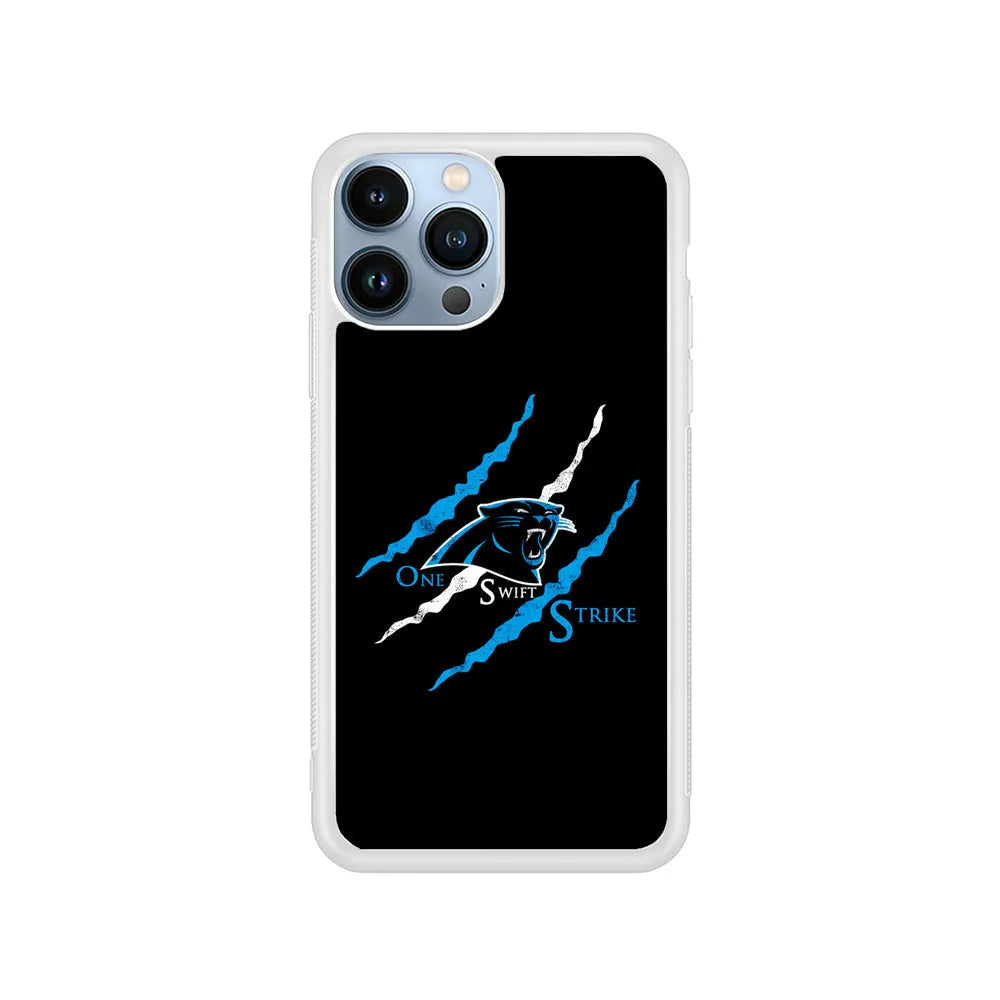 NFL Carolina Panthers Strike iPhone 13 Pro Case-Rubber / White (2D Case)-Xtracase