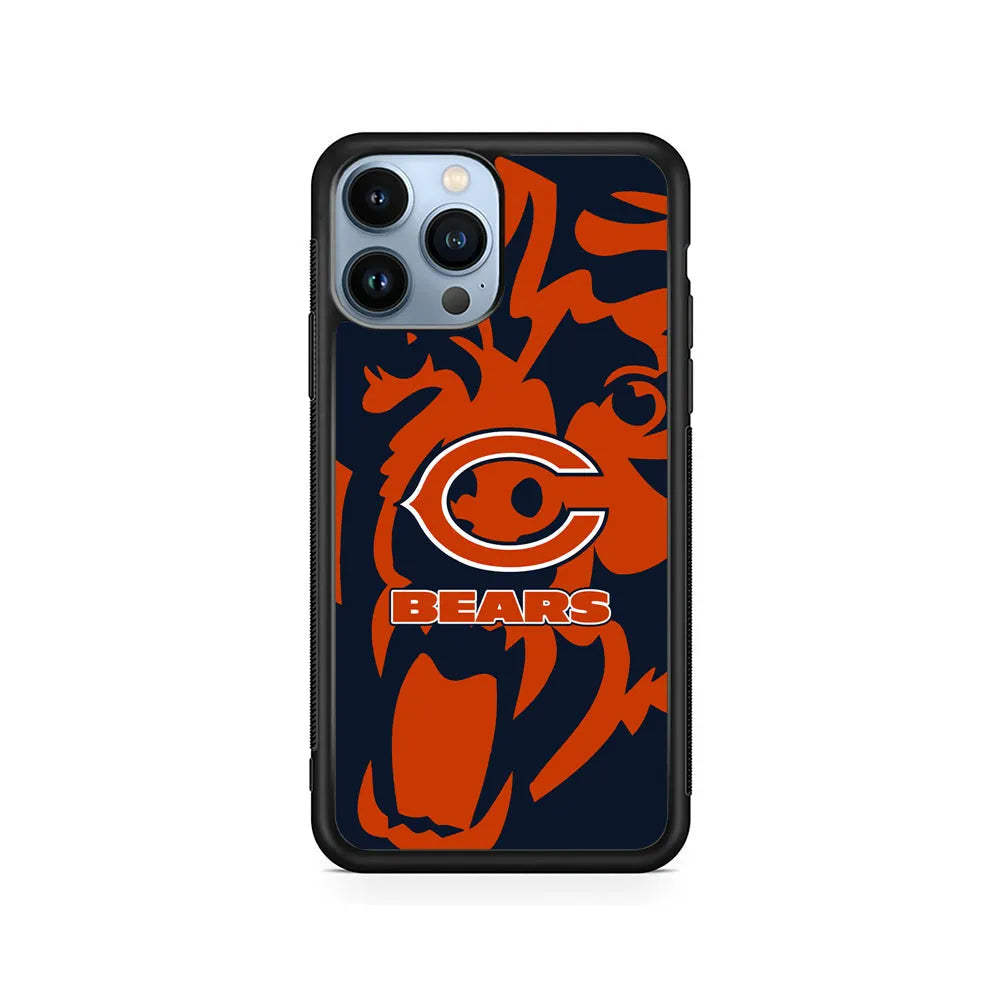 NFL Chicago Bears Scream Silhouette iPhone 13 Pro Case-Rubber / Black (2D Case)-Xtracase
