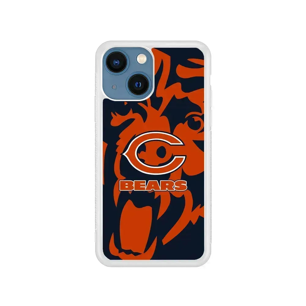 NFL Chicago Bears Scream Silhouette iPhone 13 Mini Case-Rubber / White (2D Case)-Xtracase