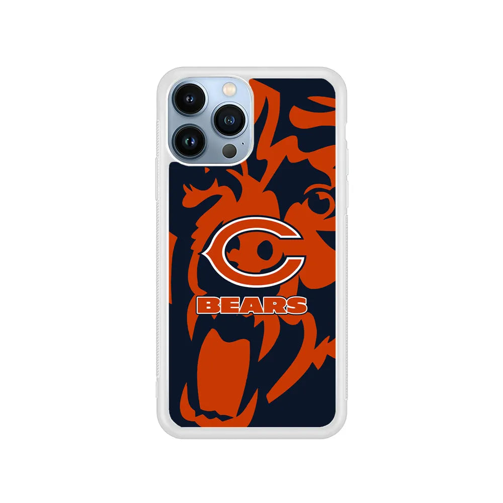 NFL Chicago Bears Scream Silhouette iPhone 13 Pro Max Case-Rubber / White (2D Case)-Xtracase