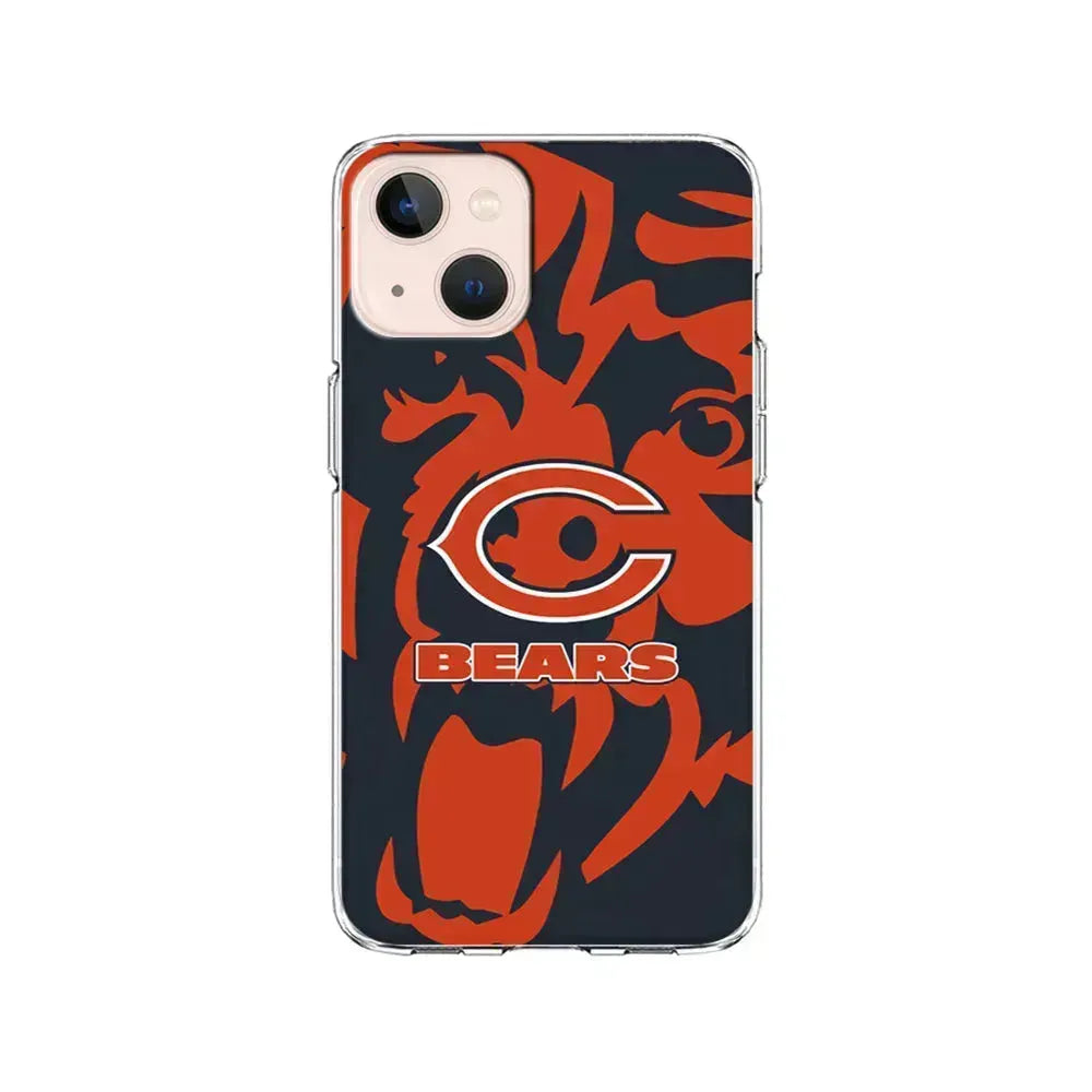 NFL Chicago Bears Scream Silhouette iPhone 13 Mini Case-Clear Soft Case-Xtracase