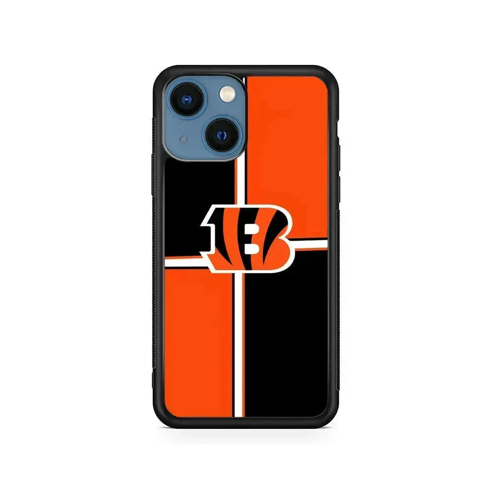 NFL Cincinnati Bengals Logo iPhone 13 Mini Case-Rubber / Black (2D Case)-Xtracase