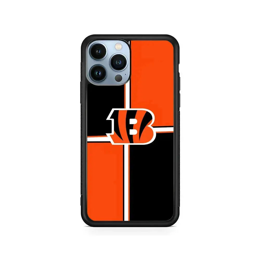 NFL Cincinnati Bengals Logo iPhone 15 Pro Max Case-Rubber / Black (2D Case)-Xtracase