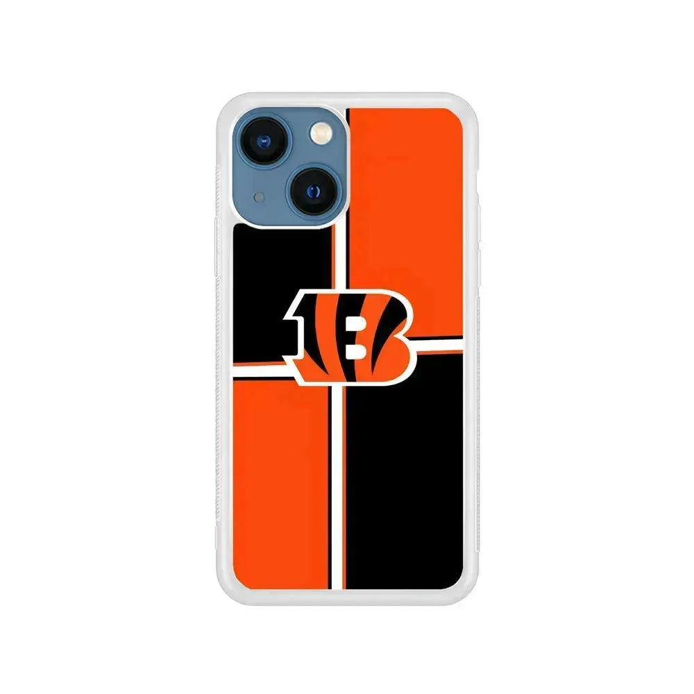 NFL Cincinnati Bengals Logo iPhone 13 Mini Case-Rubber / White (2D Case)-Xtracase