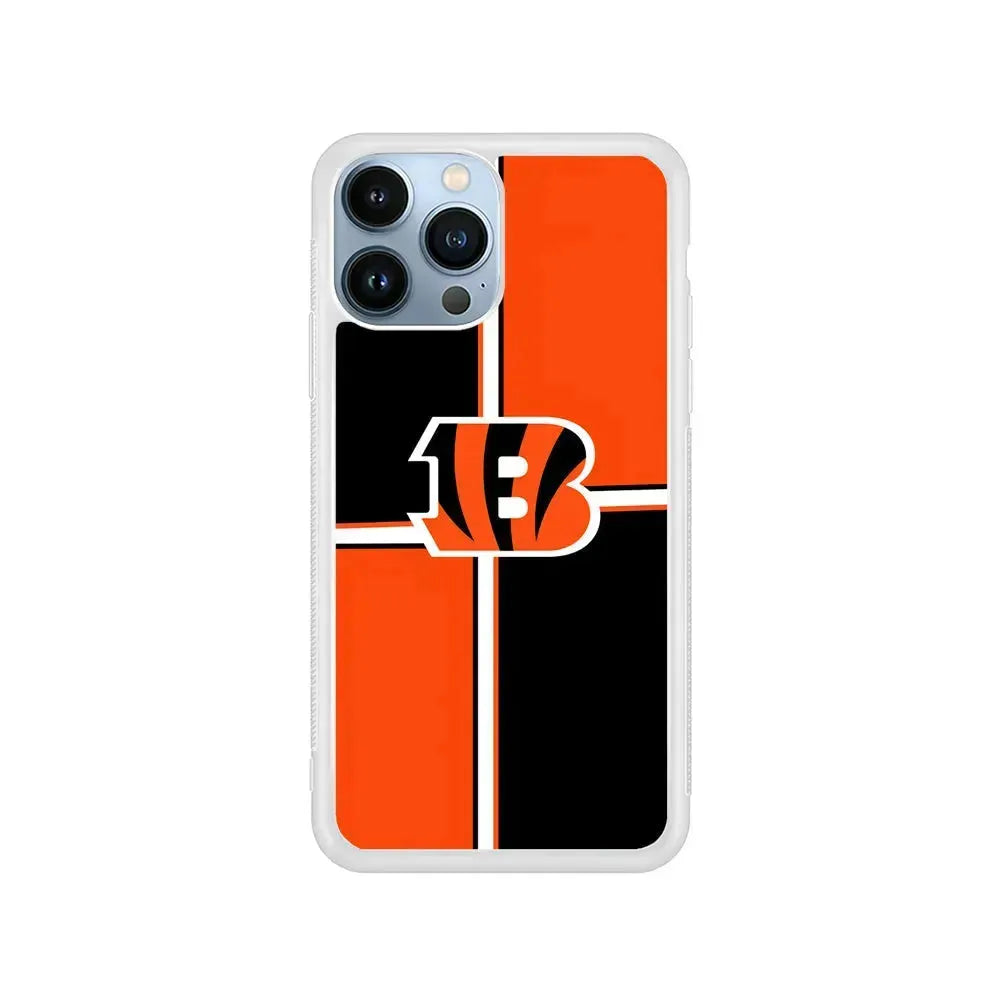 NFL Cincinnati Bengals Logo iPhone 15 Pro Max Case-Rubber / White (2D Case)-Xtracase