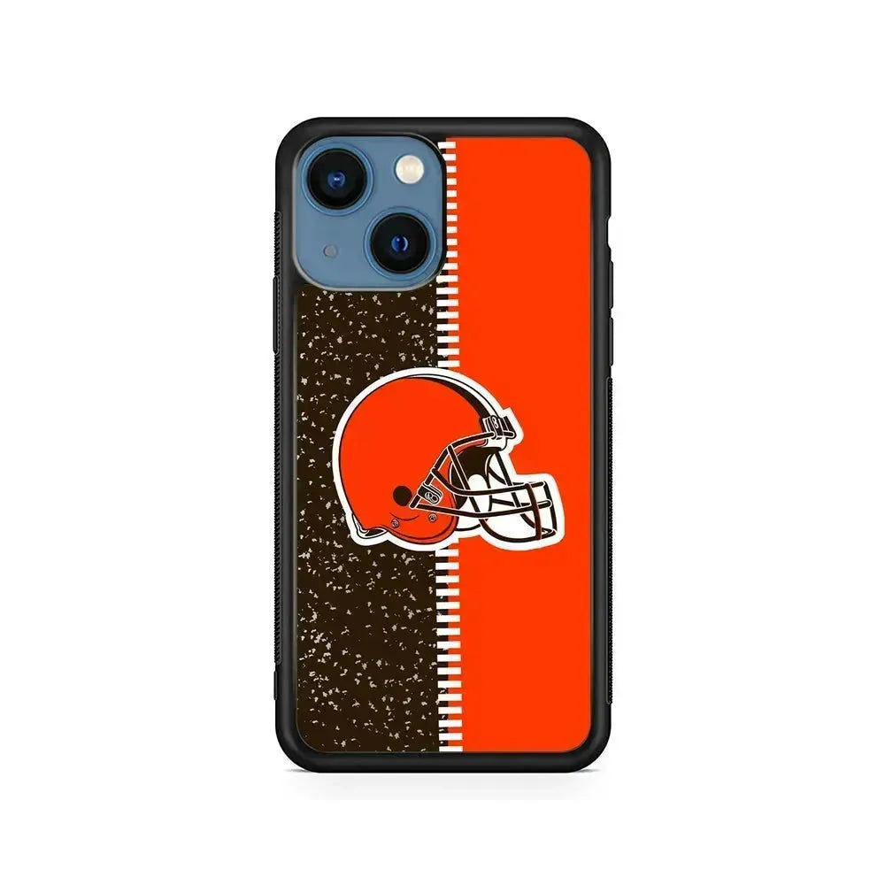 NFL Cleveland Browns Logo iPhone 13 Mini Case-Rubber / Black (2D Case)-Xtracase