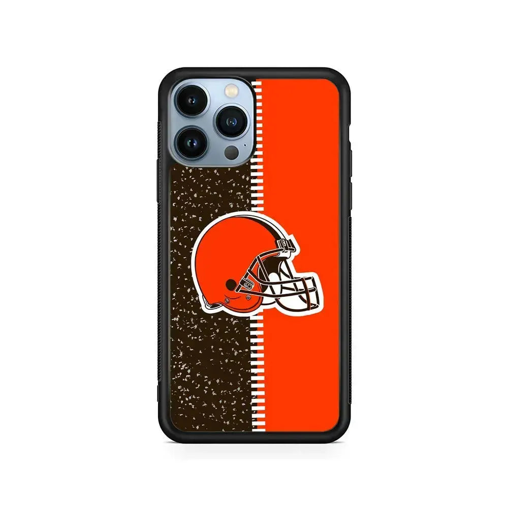 NFL Cleveland Browns Logo iPhone 15 Pro Max Case-Rubber / Black (2D Case)-Xtracase