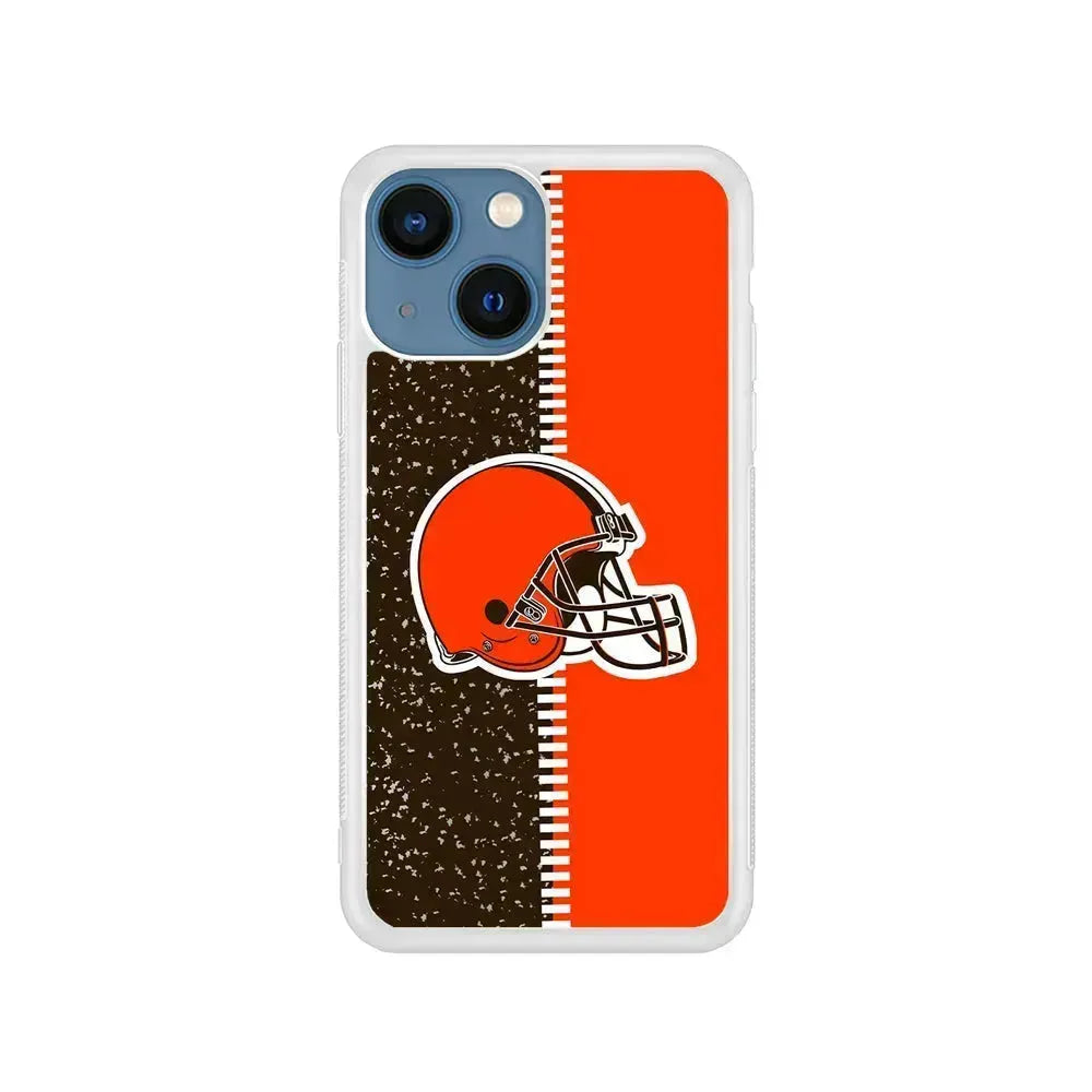 NFL Cleveland Browns Logo iPhone 13 Mini Case-Rubber / White (2D Case)-Xtracase