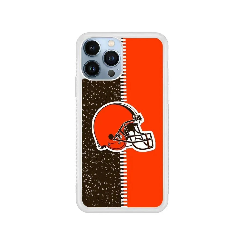 NFL Cleveland Browns Logo iPhone 15 Pro Max Case-Rubber / White (2D Case)-Xtracase