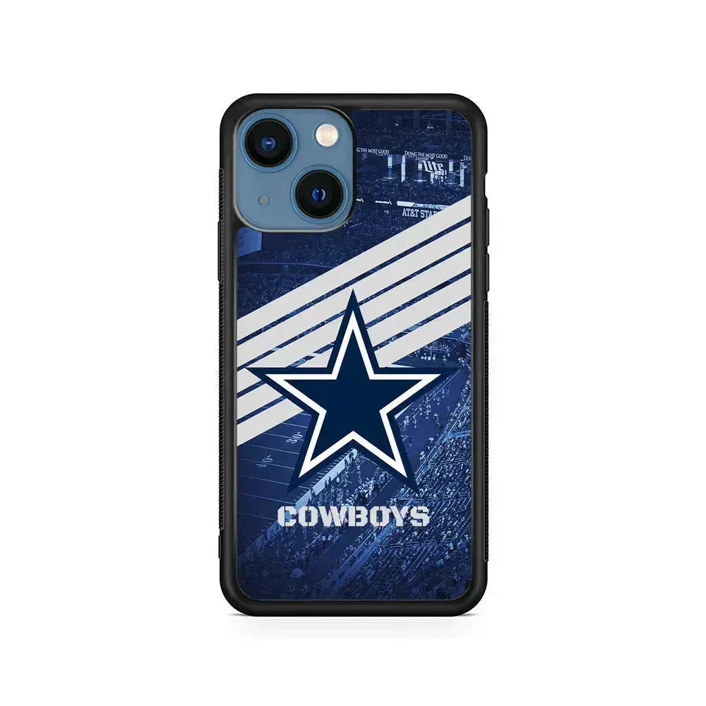 NFL Dallas Cowboys All Blue Stadium iPhone 13 Mini Case-Rubber / Black (2D Case)-Xtracase