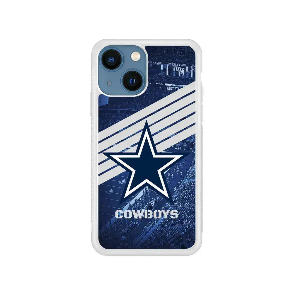 NFL Dallas Cowboys All Blue Stadium iPhone 13 Mini Case-Rubber / White (2D Case)-Xtracase