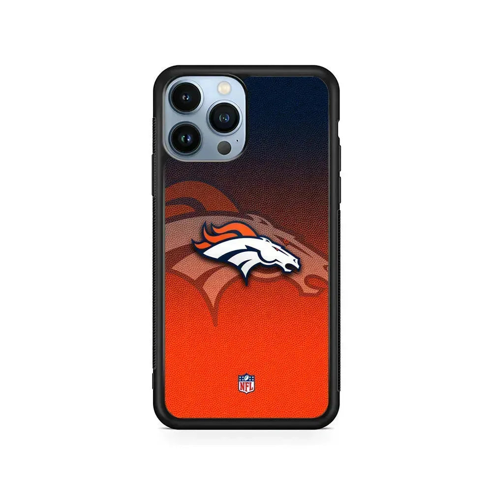 NFL Denver Broncos Gradation Color iPhone 15 Pro Max Case-Rubber / Black (2D Case)-Xtracase