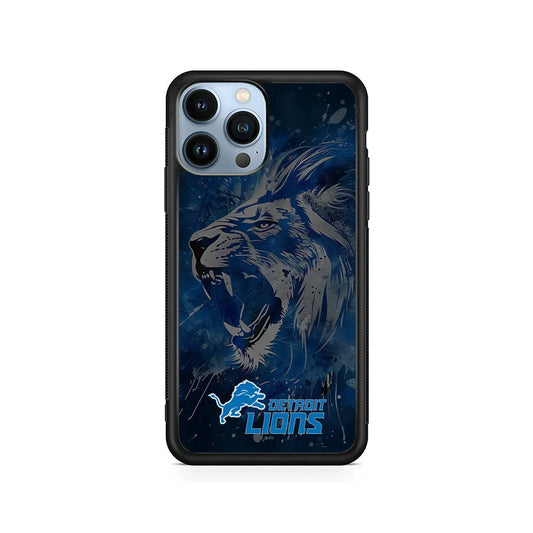 NFL Detroit Lions Roar iPhone 13 Pro Max Case-Rubber / Black (2D Case)-Xtracase