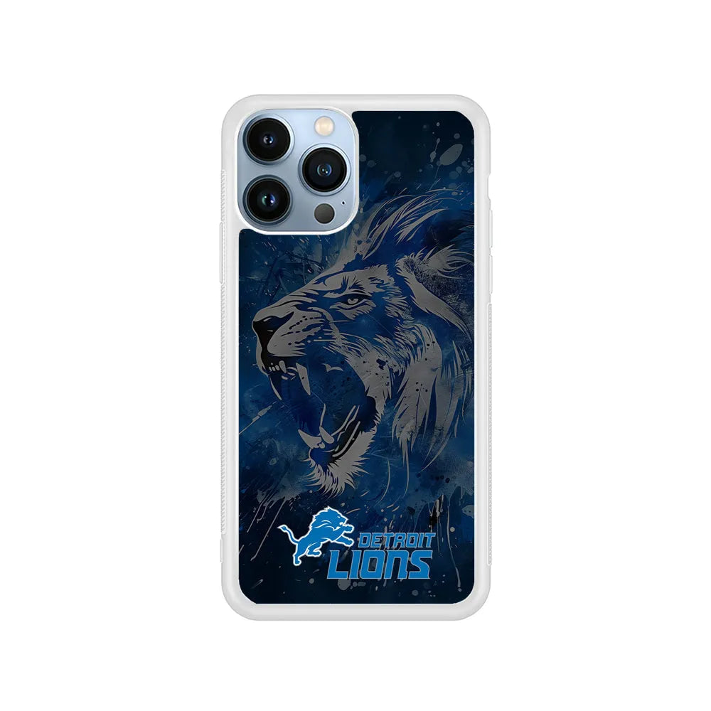 NFL Detroit Lions Roar iPhone 13 Pro Max Case-Rubber / White (2D Case)-Xtracase