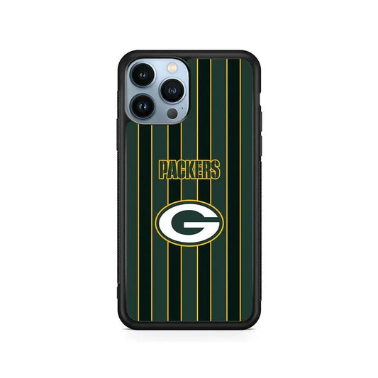 NFL Green Bay Packers Yellow Line iPhone 15 Pro Max Case-Rubber / Black (2D Case)-Xtracase
