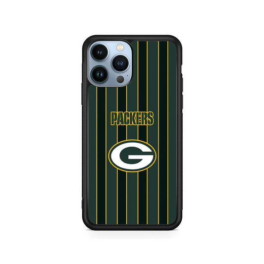 NFL Green Bay Packers Yellow Line iPhone 13 Pro Max Case-Rubber / Black (2D Case)-Xtracase