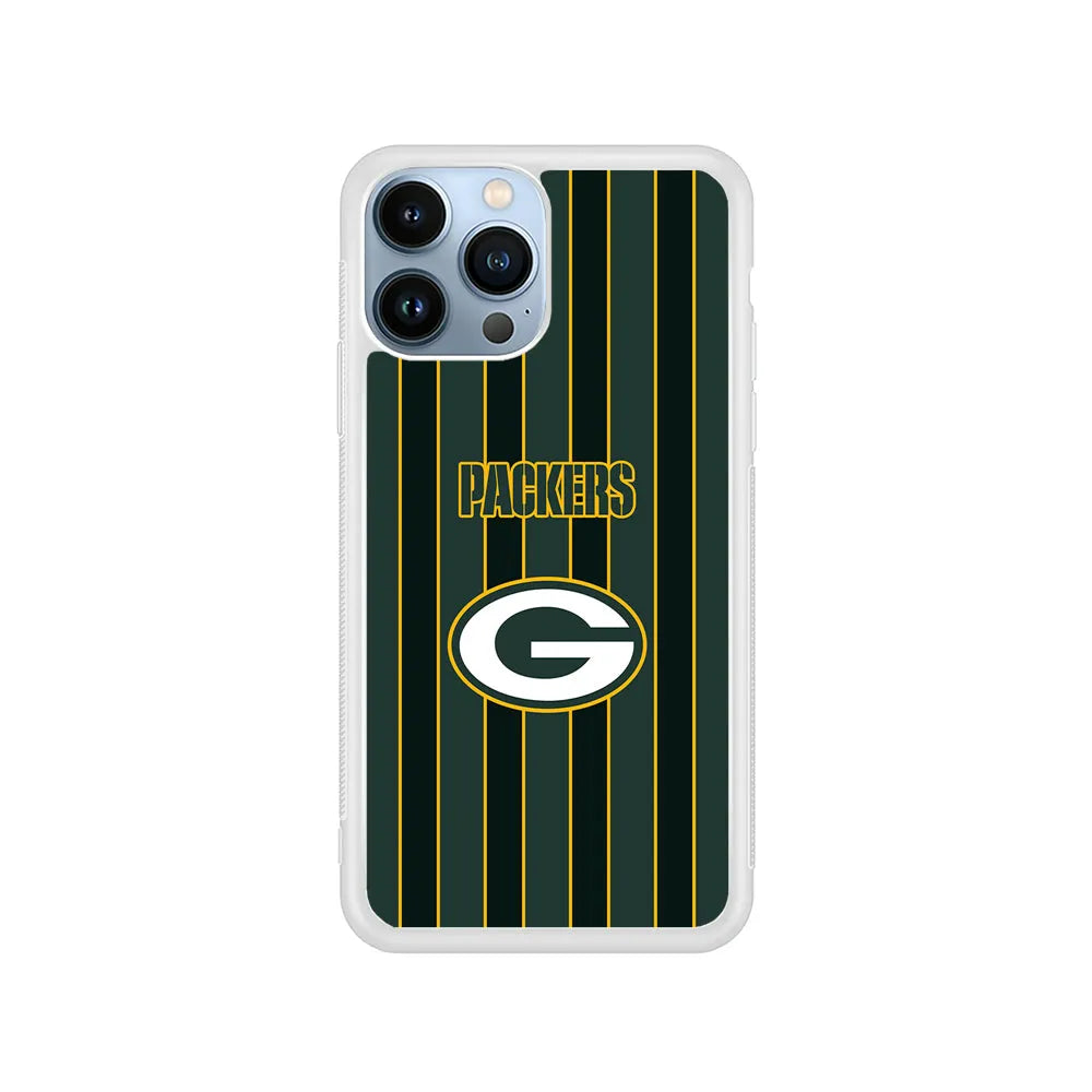 NFL Green Bay Packers Yellow Line iPhone 13 Pro Case-Rubber / White (2D Case)-Xtracase