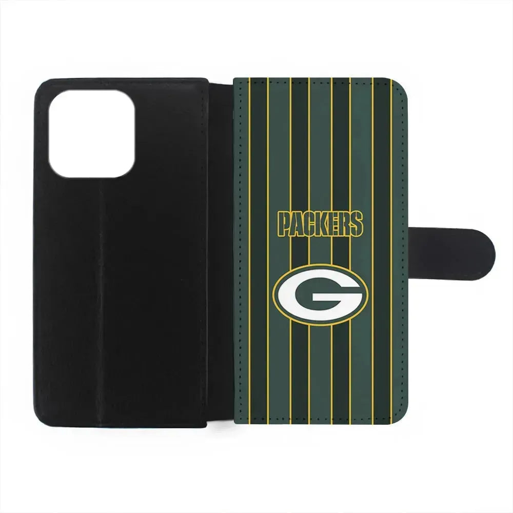 NFL Green Bay Packers Yellow Line iPhone 15 Pro Max Case-Flip Wallet Case-Xtracase