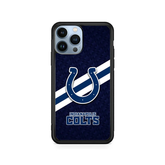 NFL Indianapolis Colts Stripe iPhone 13 Pro Max Case-Rubber / Black (2D Case)-Xtracase