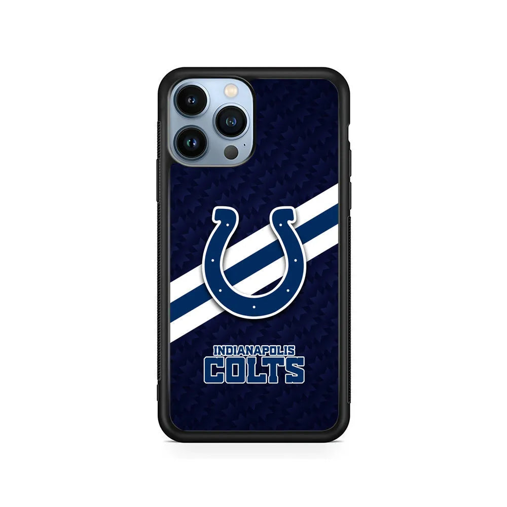 NFL Indianapolis Colts Stripe iPhone 13 Pro Case-Rubber / Black (2D Case)-Xtracase