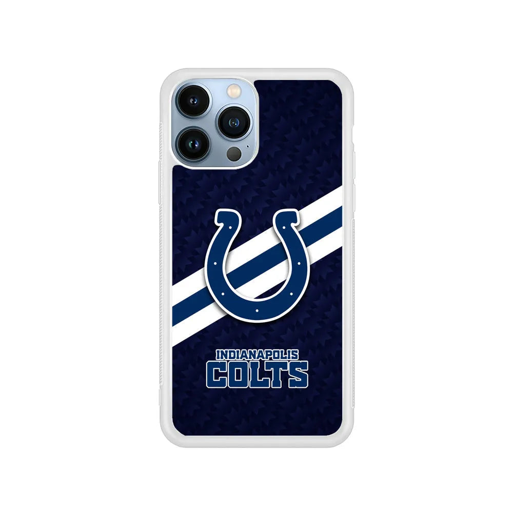 NFL Indianapolis Colts Stripe iPhone 13 Pro Case-Rubber / White (2D Case)-Xtracase