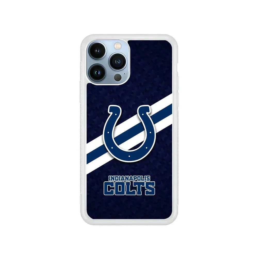 NFL Indianapolis Colts Stripe iPhone 15 Pro Max Case-Rubber / White (2D Case)-Xtracase