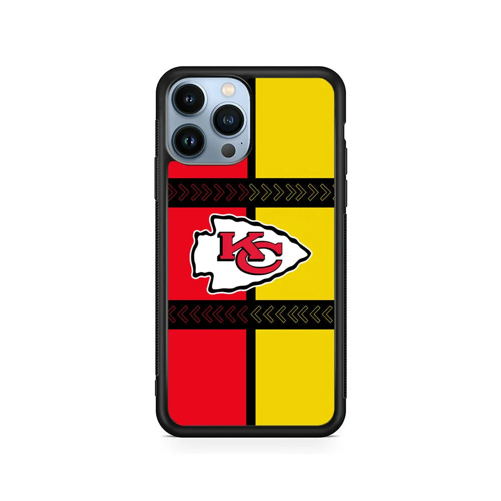 NFL Kansas City Chiefs Colorful iPhone 13 Pro Case-Rubber / Black (2D Case)-Xtracase