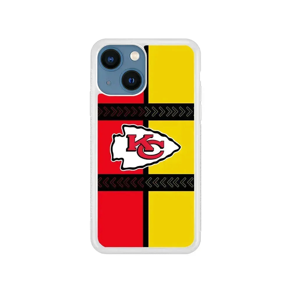 NFL Kansas City Chiefs Colorful iPhone 13 Mini Case-Rubber / White (2D Case)-Xtracase