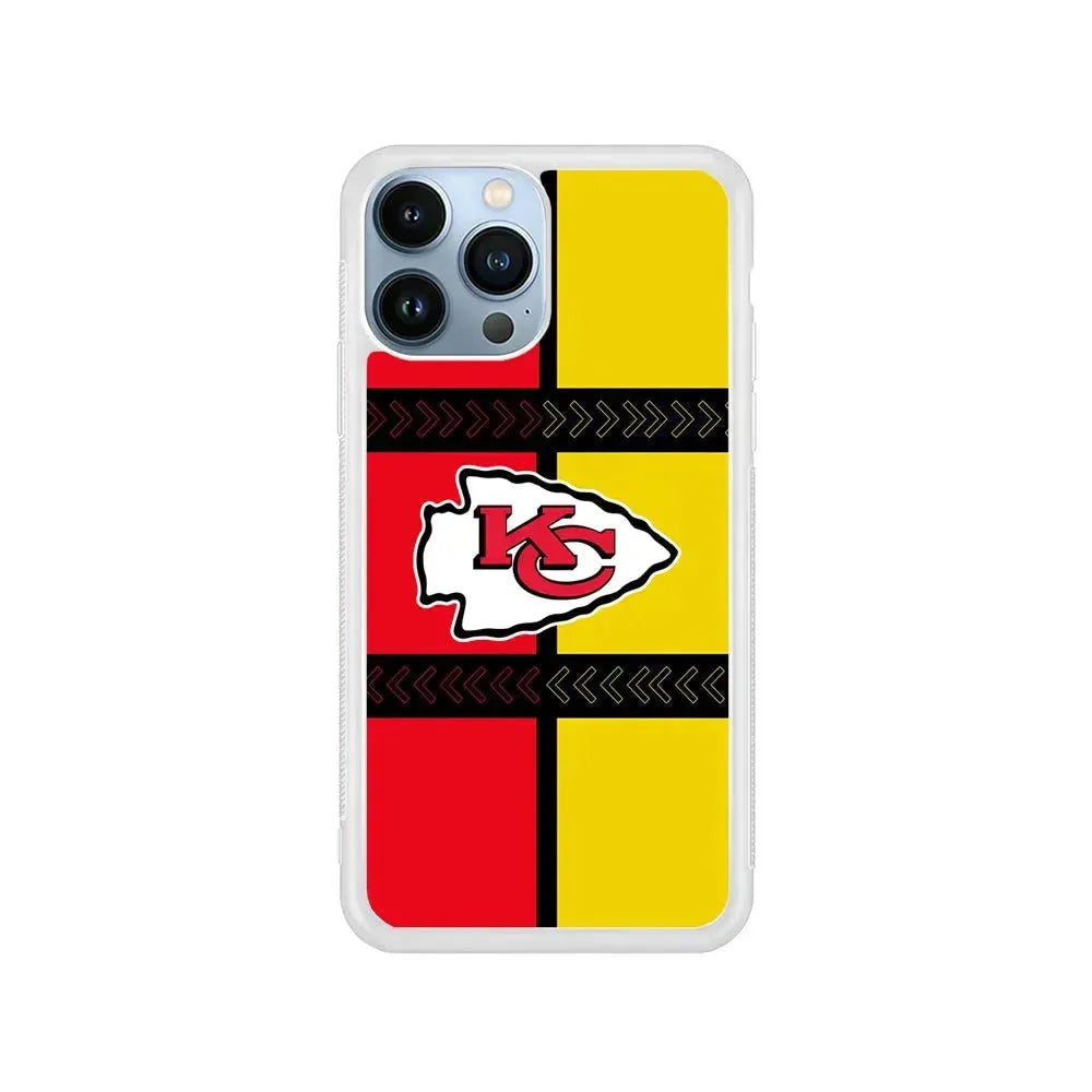 NFL Kansas City Chiefs Colorful iPhone 15 Pro Max Case-Rubber / White (2D Case)-Xtracase