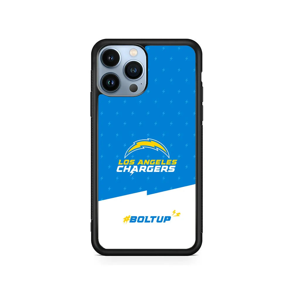 NFL Los Angeles Chargers Pattern iPhone 13 Pro Case-Rubber / Black (2D Case)-Xtracase