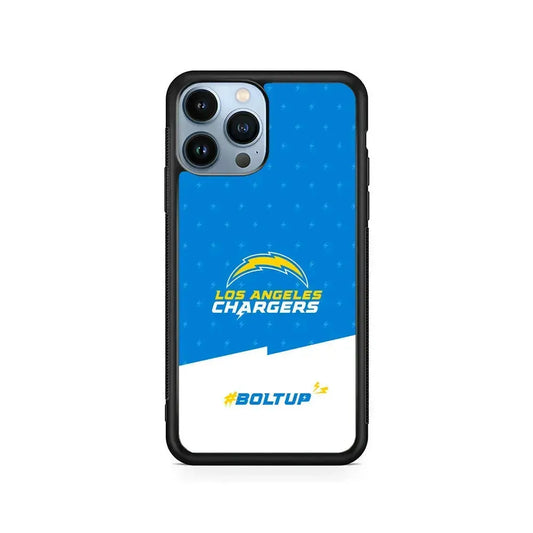 NFL Los Angeles Chargers Pattern iPhone 15 Pro Max Case-Rubber / Black (2D Case)-Xtracase