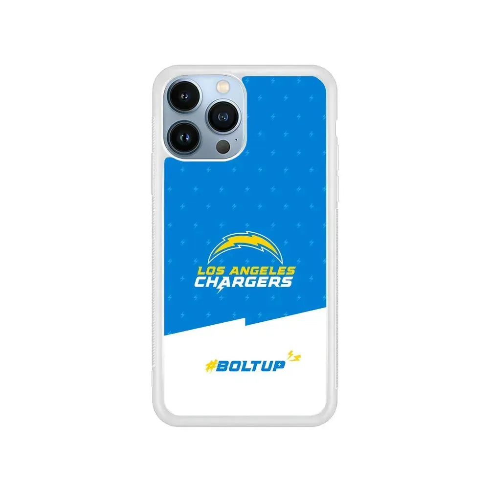 NFL Los Angeles Chargers Pattern iPhone 15 Pro Max Case-Rubber / White (2D Case)-Xtracase