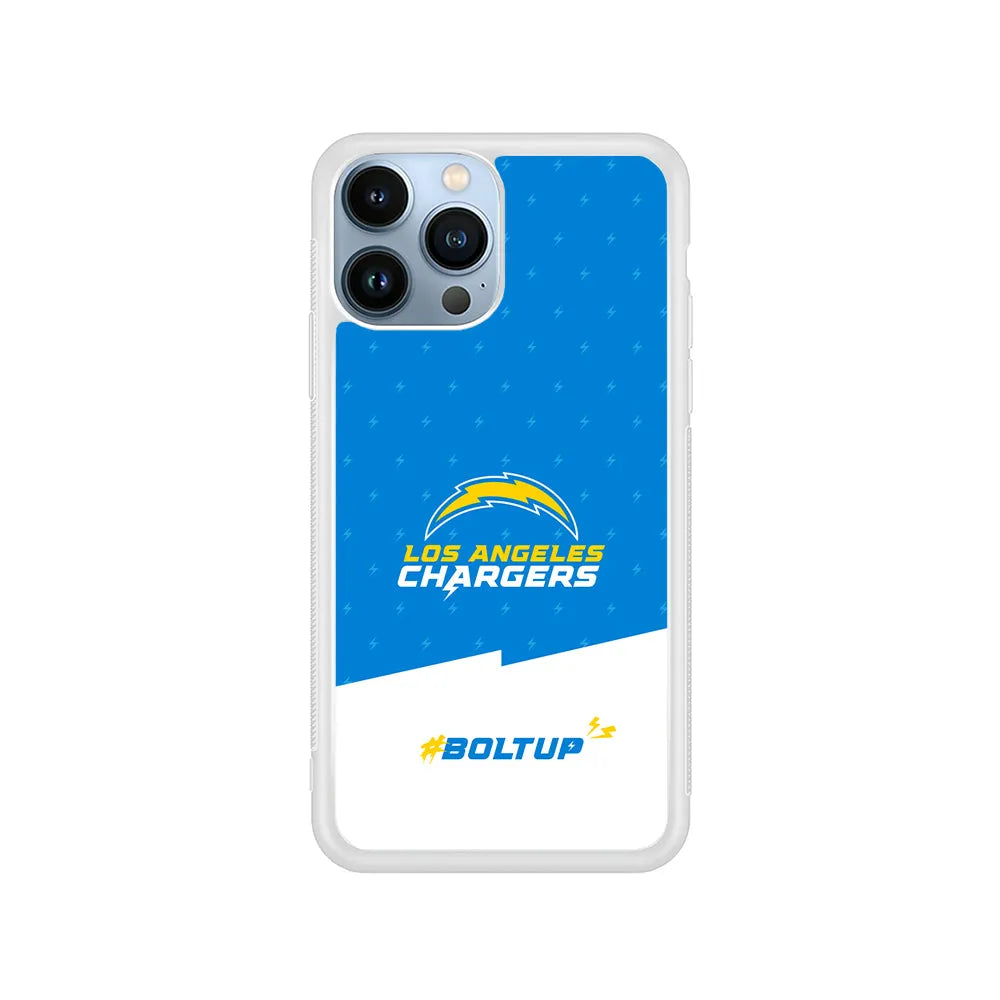 NFL Los Angeles Chargers Pattern iPhone 13 Pro Case-Rubber / White (2D Case)-Xtracase