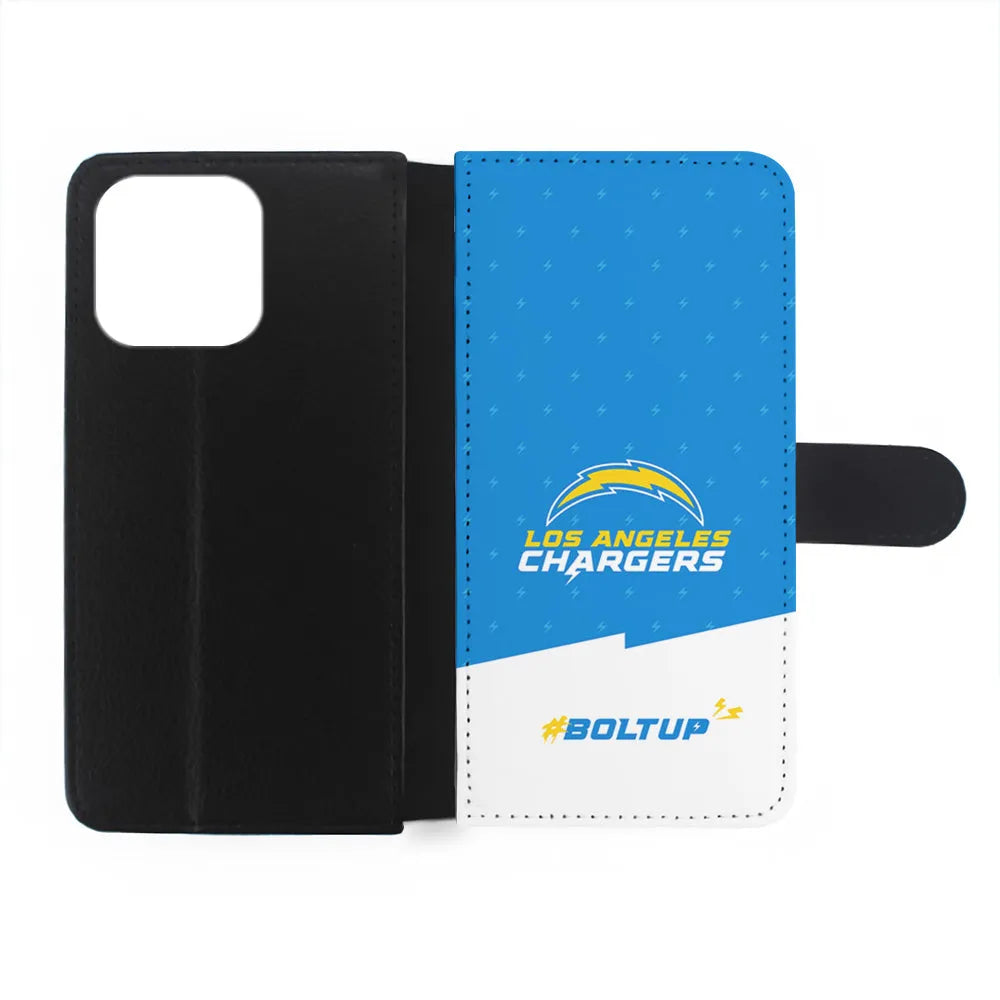 NFL Los Angeles Chargers Pattern iPhone 13 Pro Case-Flip Wallet Case-Xtracase