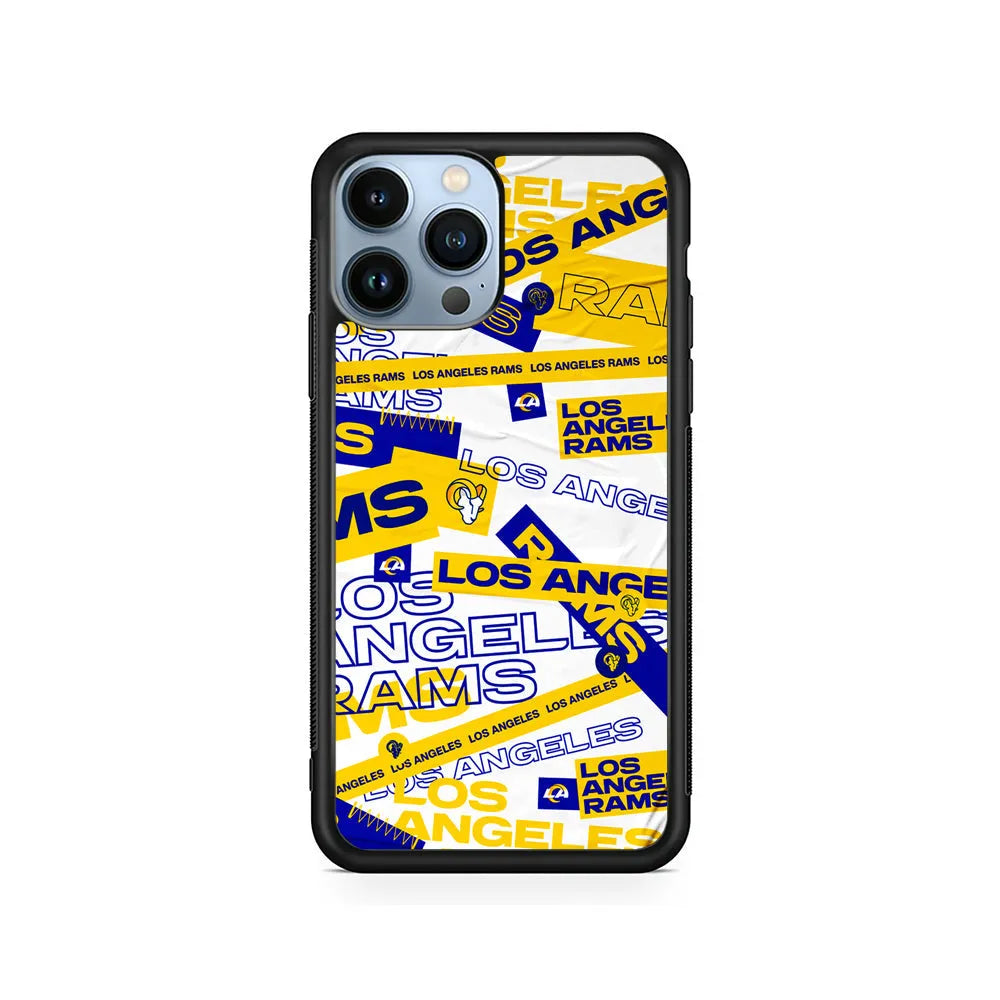 NFL Los Angeles Rams Logo Pattern iPhone 13 Pro Case-Rubber / Black (2D Case)-Xtracase