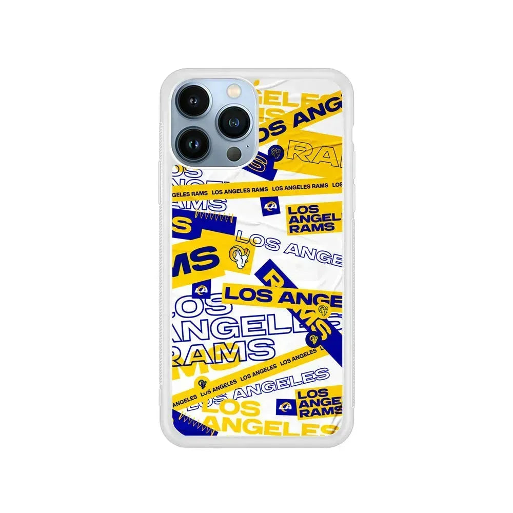 NFL Los Angeles Rams Logo Pattern iPhone 15 Pro Max Case-Rubber / White (2D Case)-Xtracase
