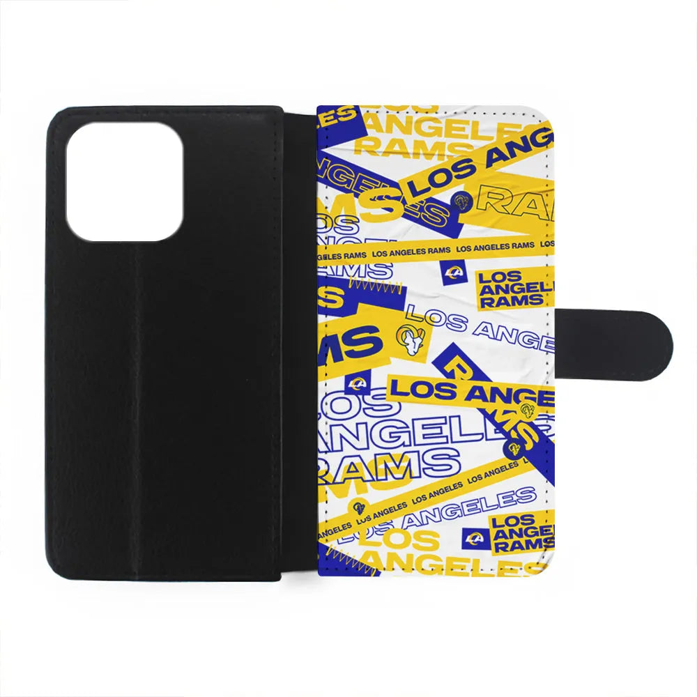 NFL Los Angeles Rams Logo Pattern iPhone 13 Pro Case-Flip Wallet Case-Xtracase